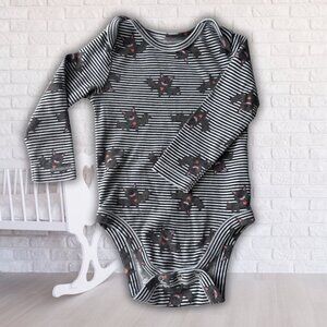 Old Navy Bat Print Long Sleeve Bodysuit | 6–12M | Striped
